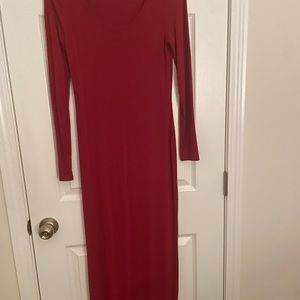 Red bodycon maxi dress